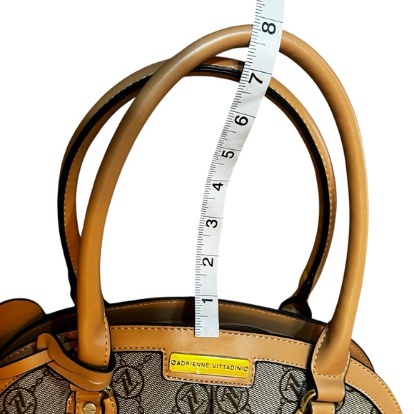 Adrienne Vittadini Monogram Coated Canvas Everyday Satchel Bag, Brown/Beige - Picture 11 of 12